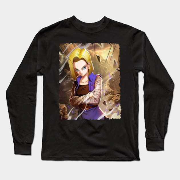 ANDROID 18 MERCH VTG Long Sleeve T-Shirt by Kiecx Art